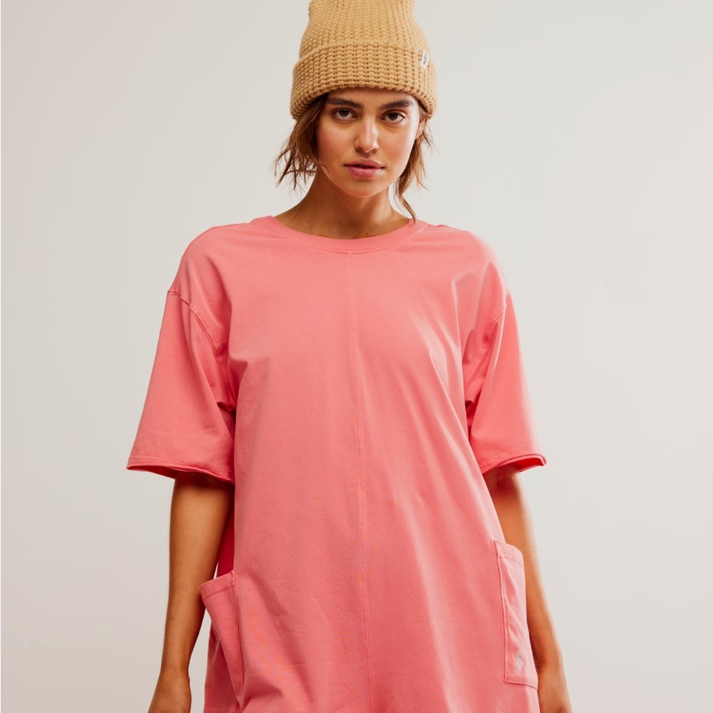 Free People Hot Shot Tee Romper- Size XS-Hibiscus- NWT